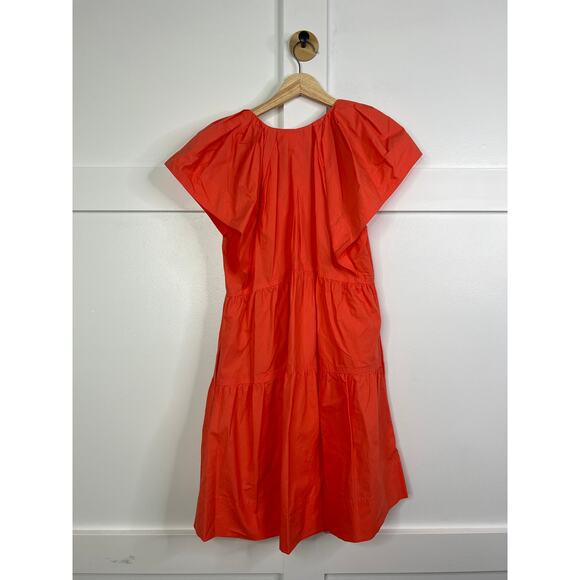 NWT A.L.C. Haley Cotton V-Neck Short Sleeve Coral Spice Orange Mini Dress - Picture 6 of 7